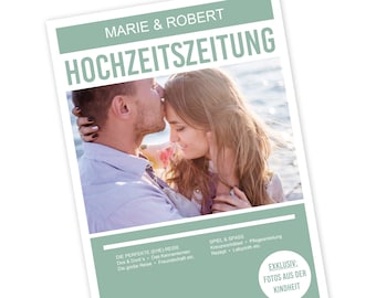 Wedding newspaper template, design yourself, tips and ideas, 9 patterns to download and print out, do it yourself, German