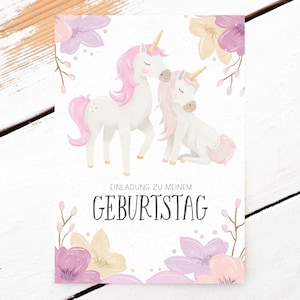 Einhorn Einladungskarten zum Kindergeburtstag, Einladung Kindergeburtstag Einhorn, DIN A6