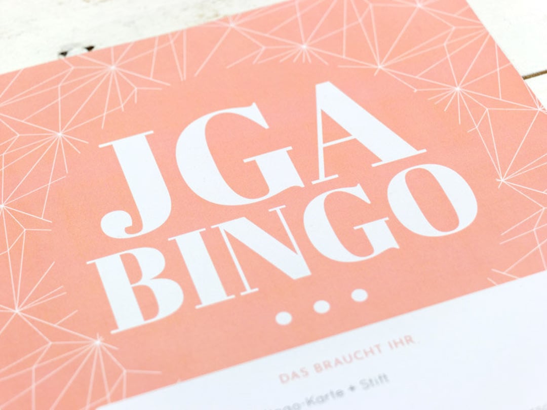 JGA Bingo, Bingoschein zum ausdrucken, Spiel zum herunterladen für den