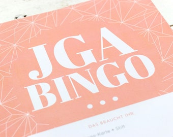 JGA bingo, printable bingo ticket, downloadable game for hen party, bachelorette party, woman, PDF file