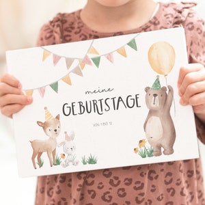 Geburtstagsbuch Erinnerungsalbum – Meine Geburtstage von 1 bis 12, für Jungs und Mädchen, Geschenke zum 1 Geburtstag