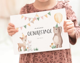 Geburtstagsbuch Erinnerungsalbum – Meine Geburtstage von 1 bis 12, für Jungs und Mädchen, Geschenke zum 1 Geburtstag