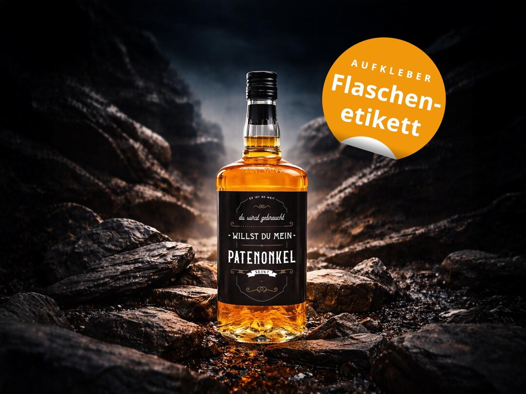 Produktbild von „Willst Du Mein Patenonkel Sein?“ – Hochwertiger Aufkleber Für Wein- Oder Bierflasche (13x9 Cm)