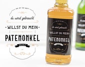Ask godfather, Do you want to be my godfathers, sticker, bottle label for whiskey or beer bottle, gift, idea
