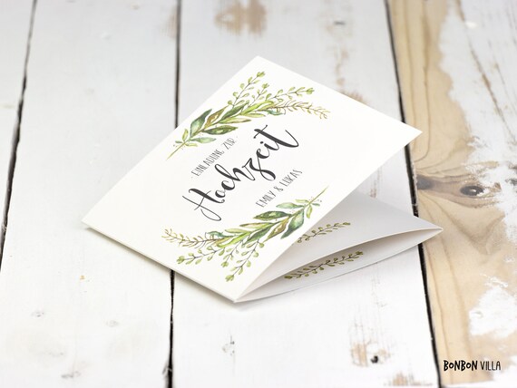 Hochzeitseinladungen Watercolor Grun Ab 20 Stuck Etsy