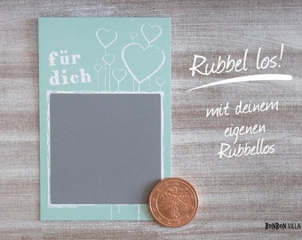 50 Stück Rubbellose, Rubbelkarte *Für Dich*, mint, günstiges Gastgeschenk Hochzeit