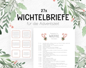 24 printable Secret Santa letters for the Secret Santa door + 3 extra letters, Christmas elves, Secret Santa letter templates PDF