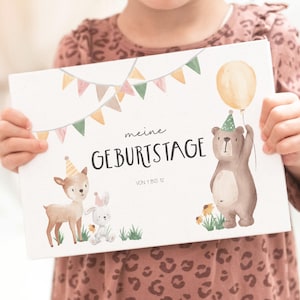Geburtstagsbuch Erinnerungsalbum – Meine Geburtstage von 1 bis 12, für Jungs und Mädchen, Geschenke zum 1 Geburtstag, DIN A5