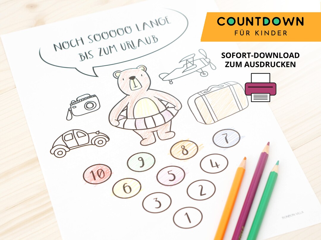  Holiday Countdown for Kids to Color Digital Download - Etsy 