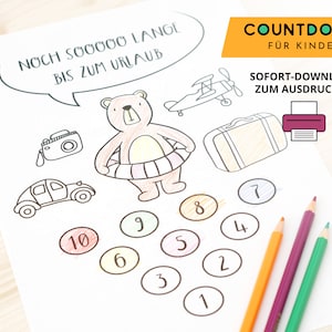 Holiday countdown for kids to color - digital download