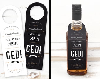 Gift idea for Gedi ask, label to print out, Do you want to be my Gedi, digital PDF download for Bottleneck