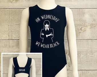 Wednesday leotard, black leotard toddler size to adult dance gymnastics