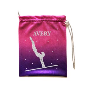 Gymnastics grip bag personalized pink to purple ombre mystique image 1