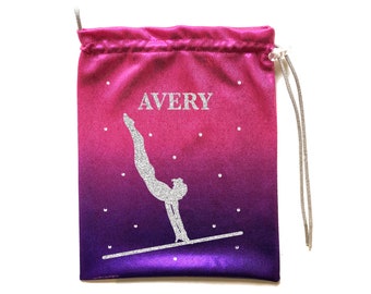 Gymnastics grip bag personalized pink to purple ombre mystique