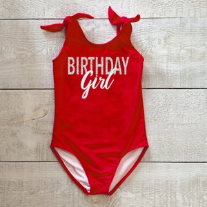 Birthday girl swimsuit Birthday girl Swimwear Rouge / Red