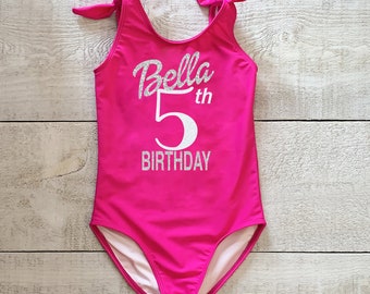 Personalized birthday girl swimsuit ~Girls Swimwear