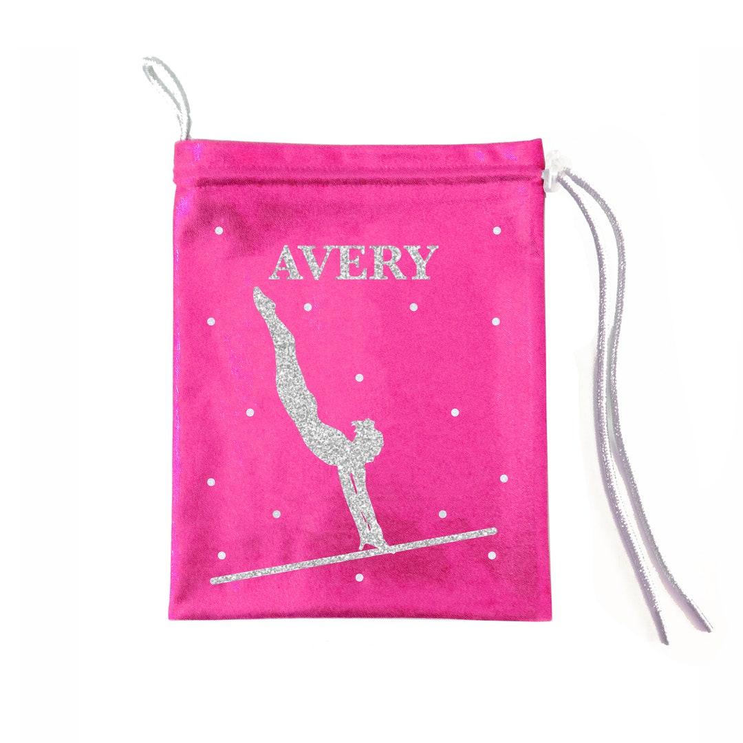 Gymnastics Grip Bag Uneven Bars Personalized in Glitter With Swarovski