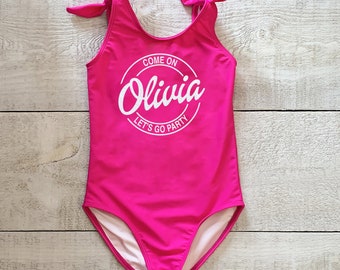 Come on lets go party ~ Personalized baby swimsuit ~baby Swimwear