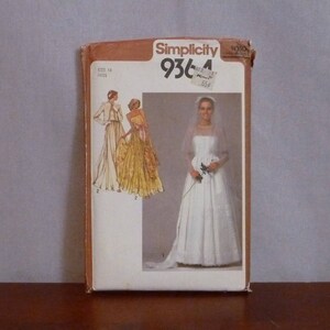 1980 Pattern - Misses&#39; Bridal or Bridesmaid Dress & Unlined Jacket - Uncut Simplicity 9364 - Size 14 36-28-38 - Vintage 1980s Sewing Pattern
