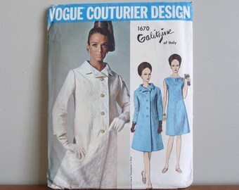 60s Pattern - Galitzine of Italy - Dress and Coat - UNCUT Vogue Couturier Design 1670 - Vintage 1960s Sewing Pattern - Size 10 - 31-24-33