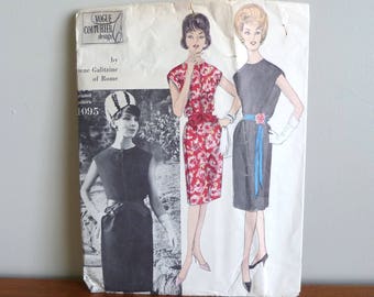 60s Pattern - Galitzine of Italy - One Piece Dress - Vogue Couturier Design Printed 1095 - Vintage 1960s Sewing Pattern - Size 16 - 36-28-38