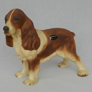 Vintage Unglazed Coopercraft Cocker Spaniel - Unusual Finish - With Original Sticker - Vintage Dog Figurine - Made in England