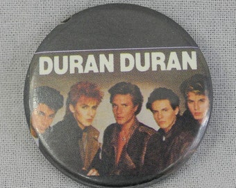 80s Duran Duran Pinback - Original Band Photo Pin Badge Button - Vintage 1980s - 1 7/16" diameter