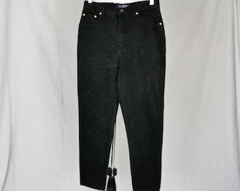 90s LA Blues Black Jeans - 30" or snug 31" waist - Mid Rise Slim Tight Fit Tapered Leg - Vintage 1990s - 29.5" inseam