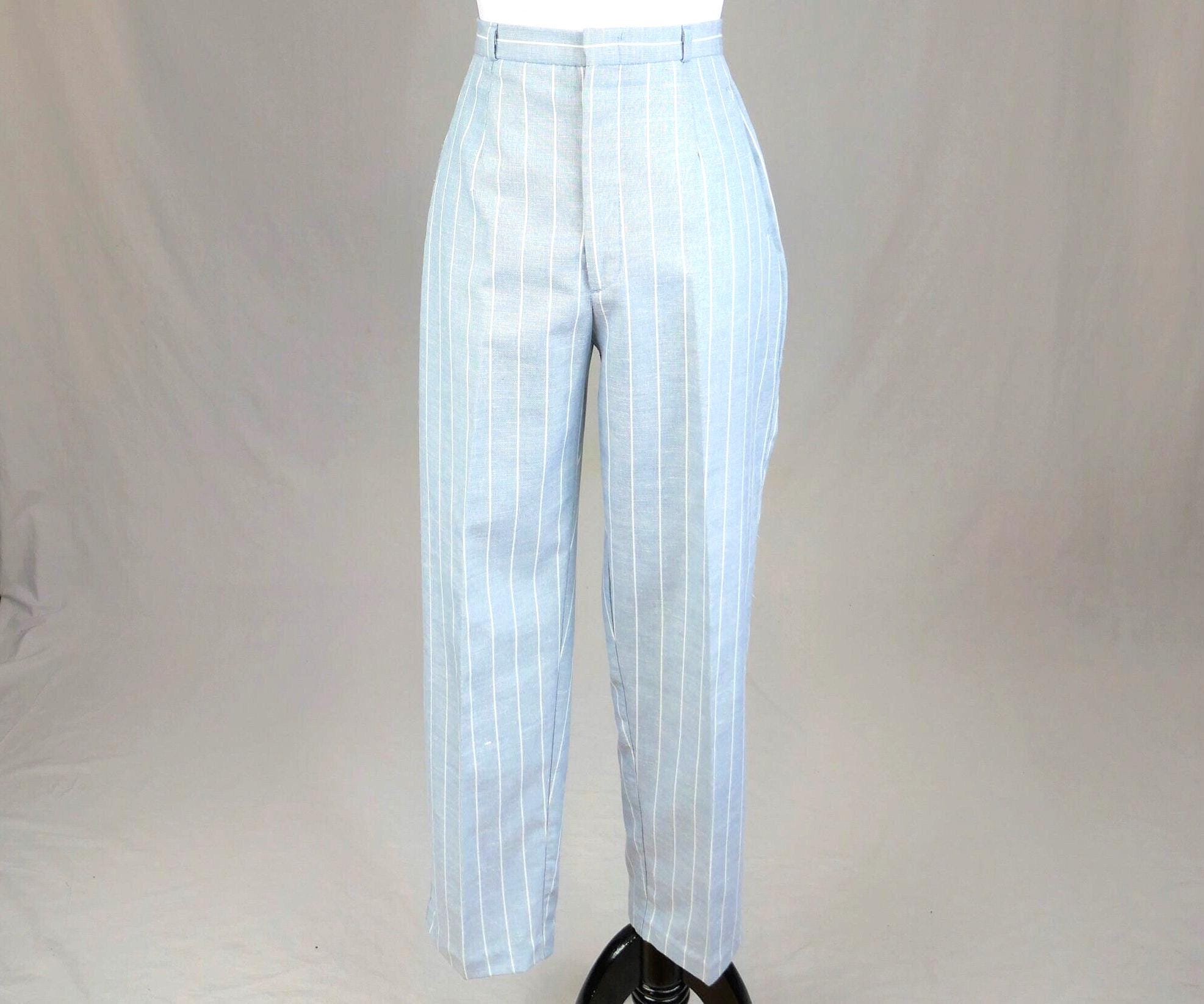 70s 80s Striped Menswear Trousers - 27.5