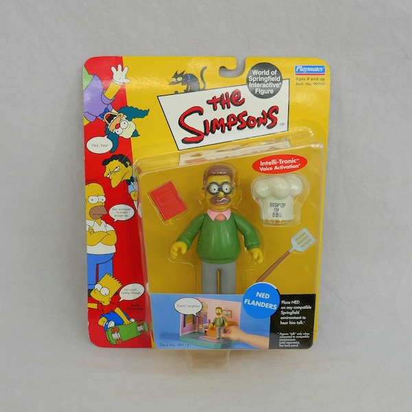 Vintage Ned Flanders, The Simpsons Toy - World of Springfield Interactive Figure - New in Package - 2000 Playmates