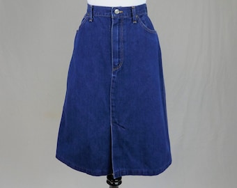 80s Wrangler Jean Skirt - 27" waist - Blue Cotton Denim - Vintage 1980s