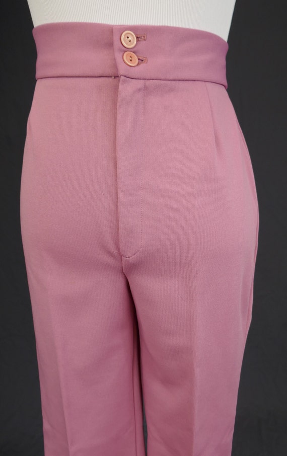 70s Pink Pants - 24" 25" waist - High Rise - Poly… - image 3