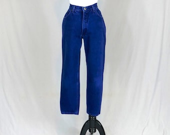 90s Zena Jeans - 26" waist - Dark Blue Denim Pants - Vintage 1990s - Relaxed Tapered - 27.5" inseam Petite Short