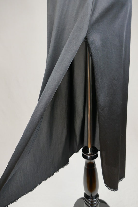 90s Long Skirt Slip - Black Half Skirt Slip - Nyl… - image 5
