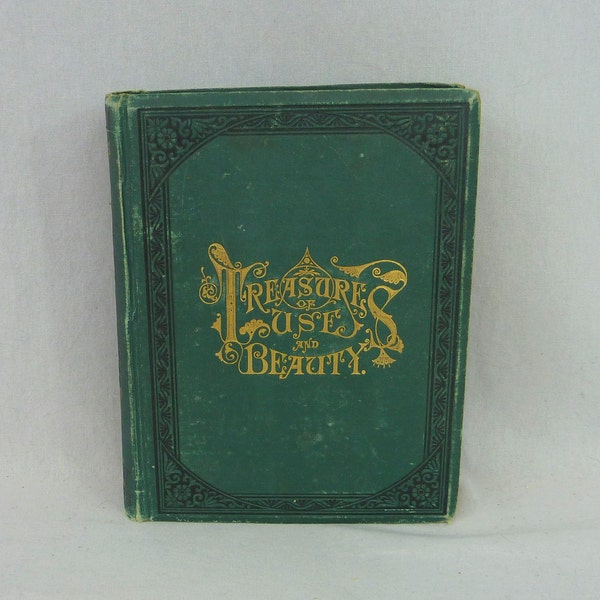 Treasures of Use and Beauty (1883) - Victorian Wisdon History Reference Recreation - Pretty Cover - Antique Victorian Crafts Decorating