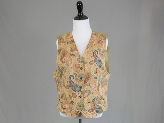 80s 90s Brown Paisley Vest - Lizwear Liz Claiborn… - image 1