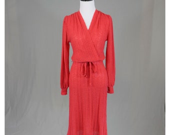 70s Knit Dress - Orange w/ a touch of Pink - Contessa Visconte for Marisa Christina - Vintage 1970s - M