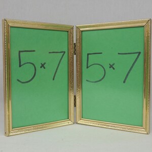 Vintage Hinged Double Picture Frame Gold Tone Metal W/ Non-glare Glass ...