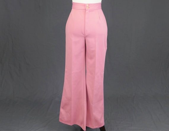 70s Pink Pants - 24" 25" waist - High Rise - Poly… - image 1