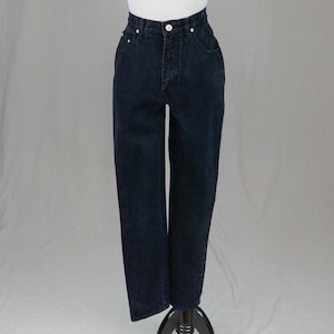 90s LA Blues Black Jeans - 27&quot; waist - Mid Rise Slim Tight Fit Tapered Leg - Vintage 1990s - 29.5&quot; inseam