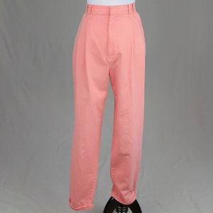 80s Chic Schooners Pants - 31&quot; waist - Peachy Pink - Cuffed, Pleated, High Rise, Tapered Leg - Vintage 1980s - 28.5&quot; inseam