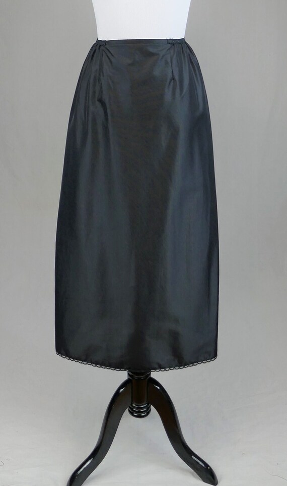 70s Long Skirt Slip Black Half Slip Nylon Vassa… Gem