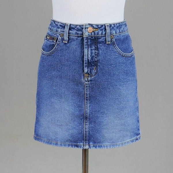 90s Y2K LEI Short Jean Skirt - 27" waist Low Rise - Cotton Denim - Vintage 1990s Y2K - XXS XS