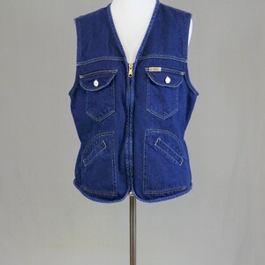 80s 90s Gitano Denim Vest Zip Front Cotton Jean Vintage 1980s 1990s M image 2
