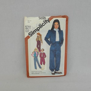 1982 Pattern - Girls&#39; Banded Pants Knickers Jacket Vest - UNCUT Simplicity 5626 - Size 10 Girl - 28-24-30 - Vintage 1980s Sewing Pattern