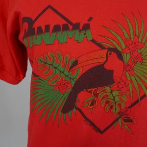 80s Graphic Tee 1985 Panama Toucan T-shirt Red Green Black Vintage 1980s Tourist Top S image 4