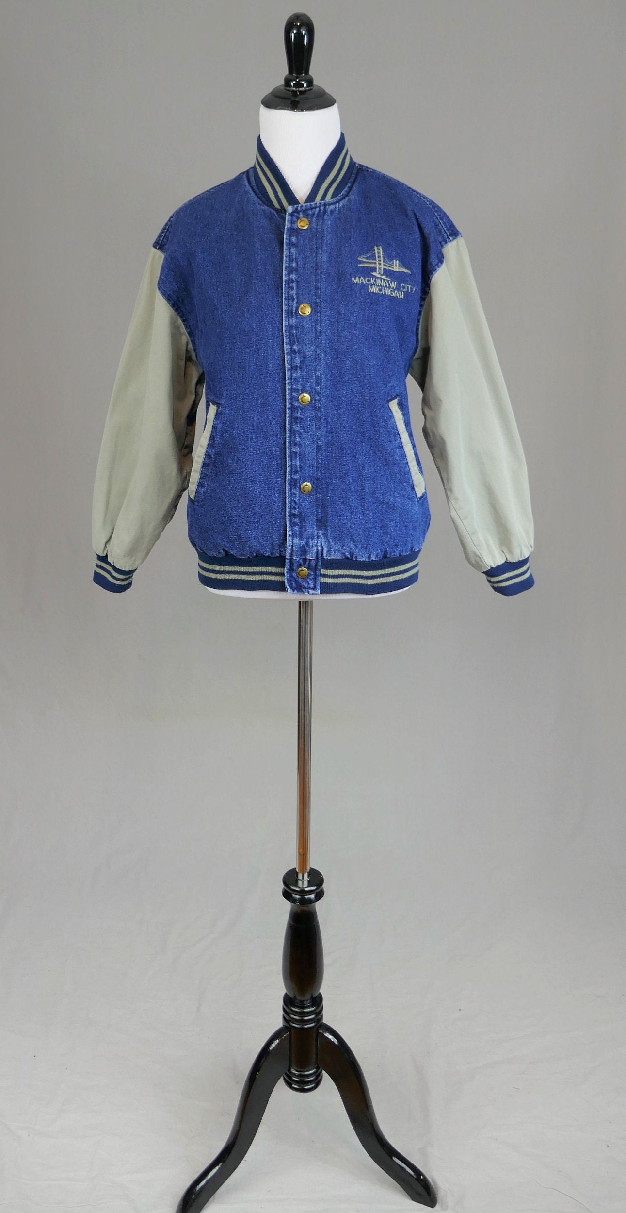 90s Mackinaw City Michigan Jacket - Blue Jean Denim Gray