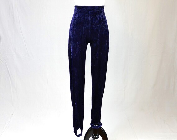 80s 90s Express Velour Stirrup Leggings Ribbed Stretchy Knit Pants Navy Blue Vintage 1980s 1990s Size M Medium Etsy