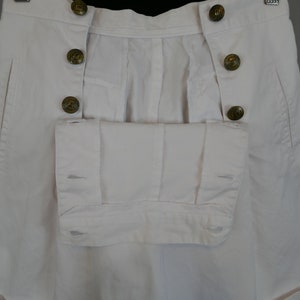 90s White Nautical Shorts 27 waist Sailor Style, Anchor Buttons, High Rise, Cuffed Cotton Idioms Vintage 1990s S Bild 5