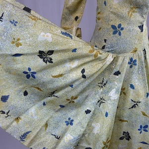 50s Unusual Green Butterfly Leaf Dress Full Skirt Asymmetrical Drop Waist Vintage 1950s S image 6